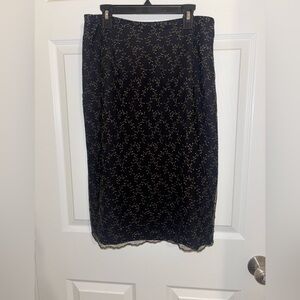 Y2K Vintage Black Lace Skirt with Gold Detailing Vintage Size 8